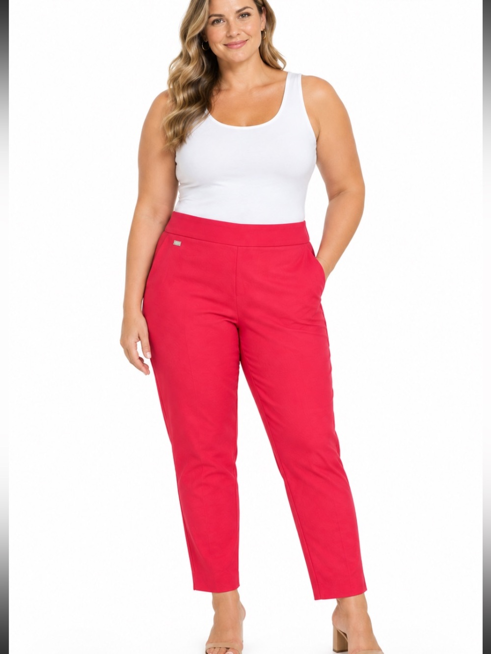 ALFANI Coral Pullon High Rise Cropped Stretch Ankle Pants 16W NWOT